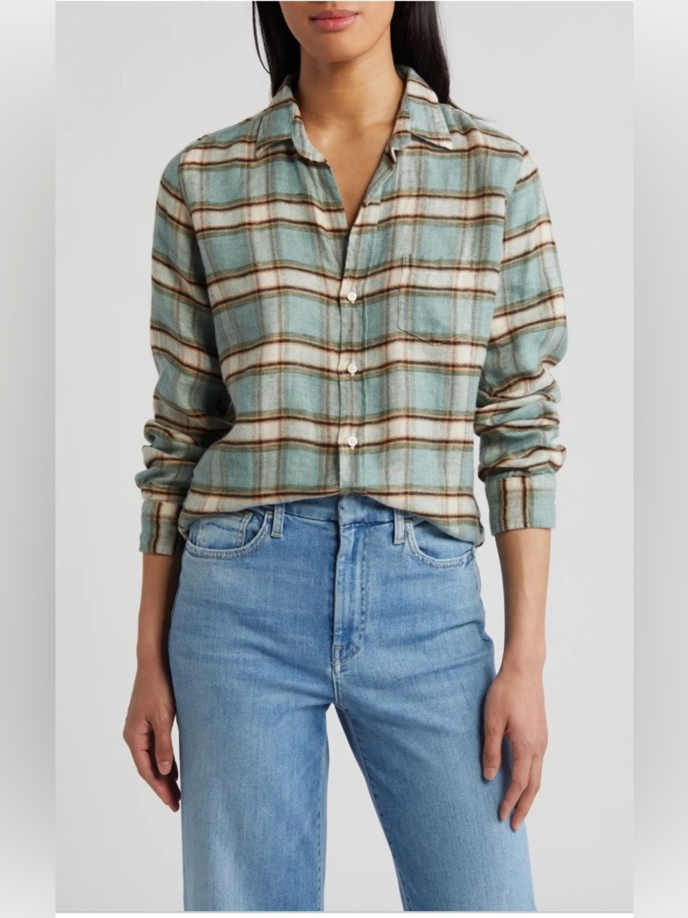 Frank and Eileen Green Flannel Style Linen Shirt XXS